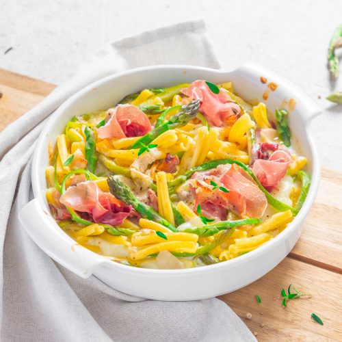 Pasta al forno con Asparagi e prosciutto di San Daniele