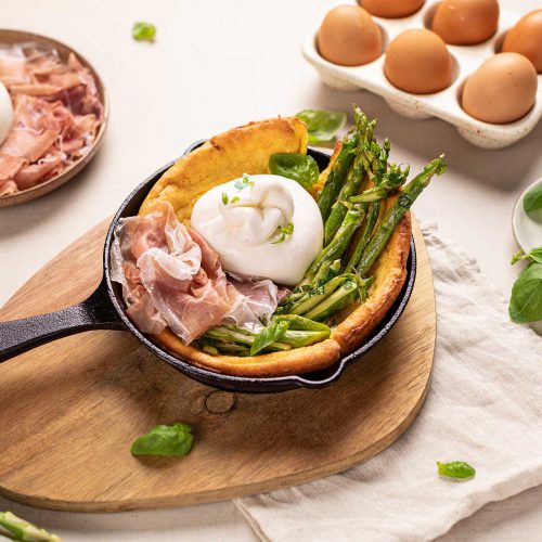 Dutch pancake con Prosciutto di San Daniele, asparagi e burrata